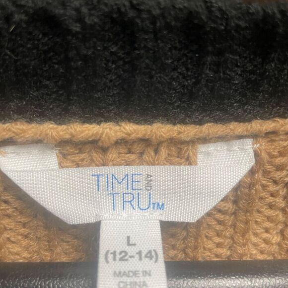 Time and Tru Women’s Large Color Block Sweater NWT Gray Black Brown White - Picture 2 of 3